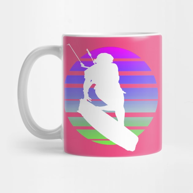 Kitesurfing Female Rider Silhouette Retro Sunset by taiche